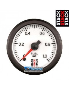 Manomètre pression d'Essence STACK PRO Diamètre 52mm 0/1 Bar fond Blanc