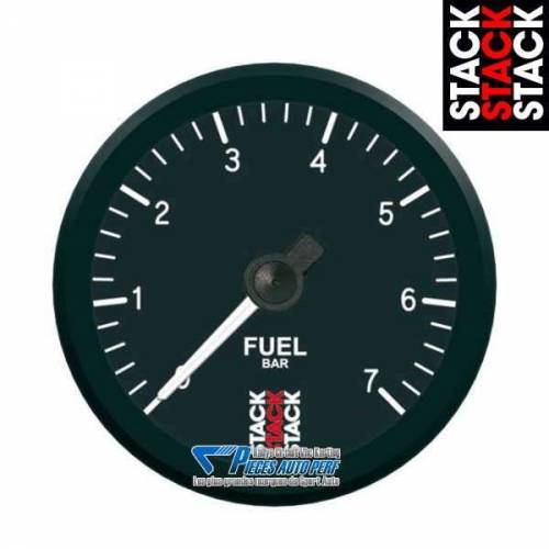 Manomètre pression d'Essence STACK PRO Diamètre 52mm 0/7 Bars fond Noir