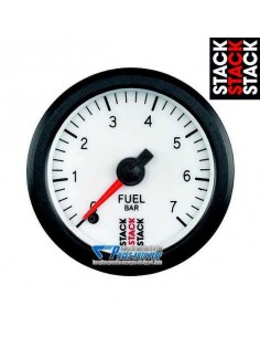 Manomètre pression d'Essence STACK PRO Diamètre 52mm 0/7 Bars fond Blanc