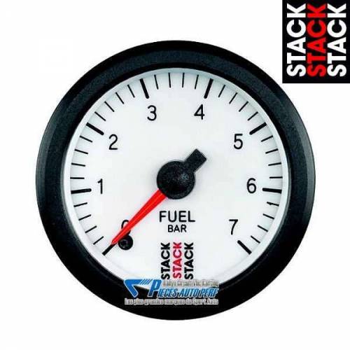 Manomètre pression d'Essence STACK PRO Diamètre 52mm 0/7 Bars fond Blanc