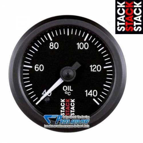 Manomètre température d'Huile STACK PRO Diamètre 52mm 60/140° fond Noir