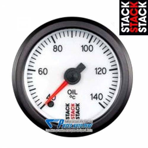 Manomètre température d'Huile STACK PRO Diamètre 52mm 60/140° fond Blanc