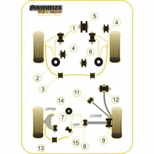 1 Silentbloc renforcés Black support inferieur différentiel Mitsubishi Lancer Evo 9