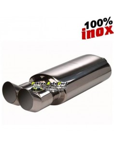 Silencieux échappement arrière Inox 2 sorties DTM 70mm Audi A3 8L 1l8 Turbo